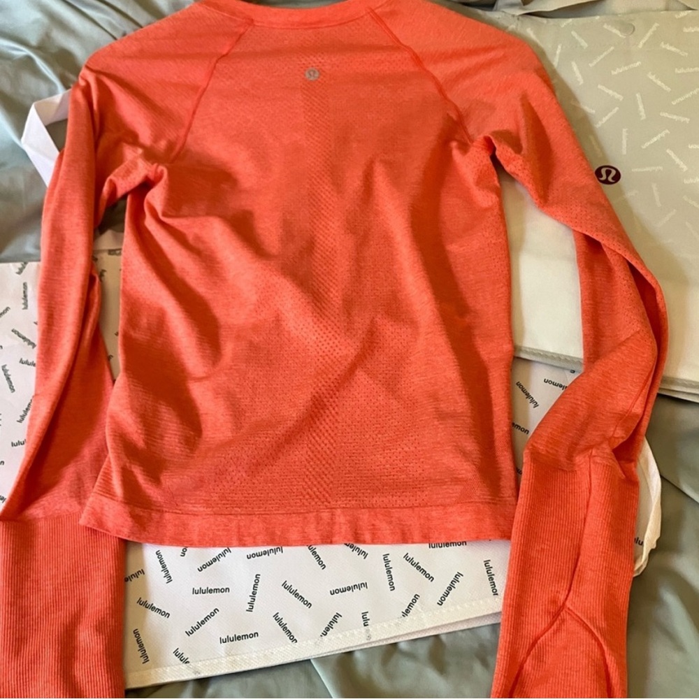 lululemon Swiftly Tech Long Sleeve 2.0 Race, Size 6, Solar Orange/Sunny coral - Picture 6 of 6